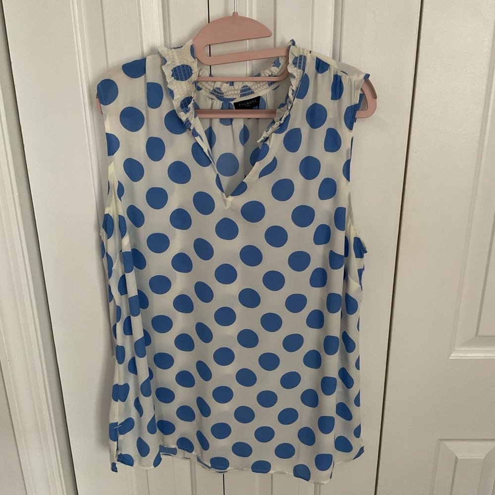 Talbots Blue Polka Dot Sleeveless Top 1X